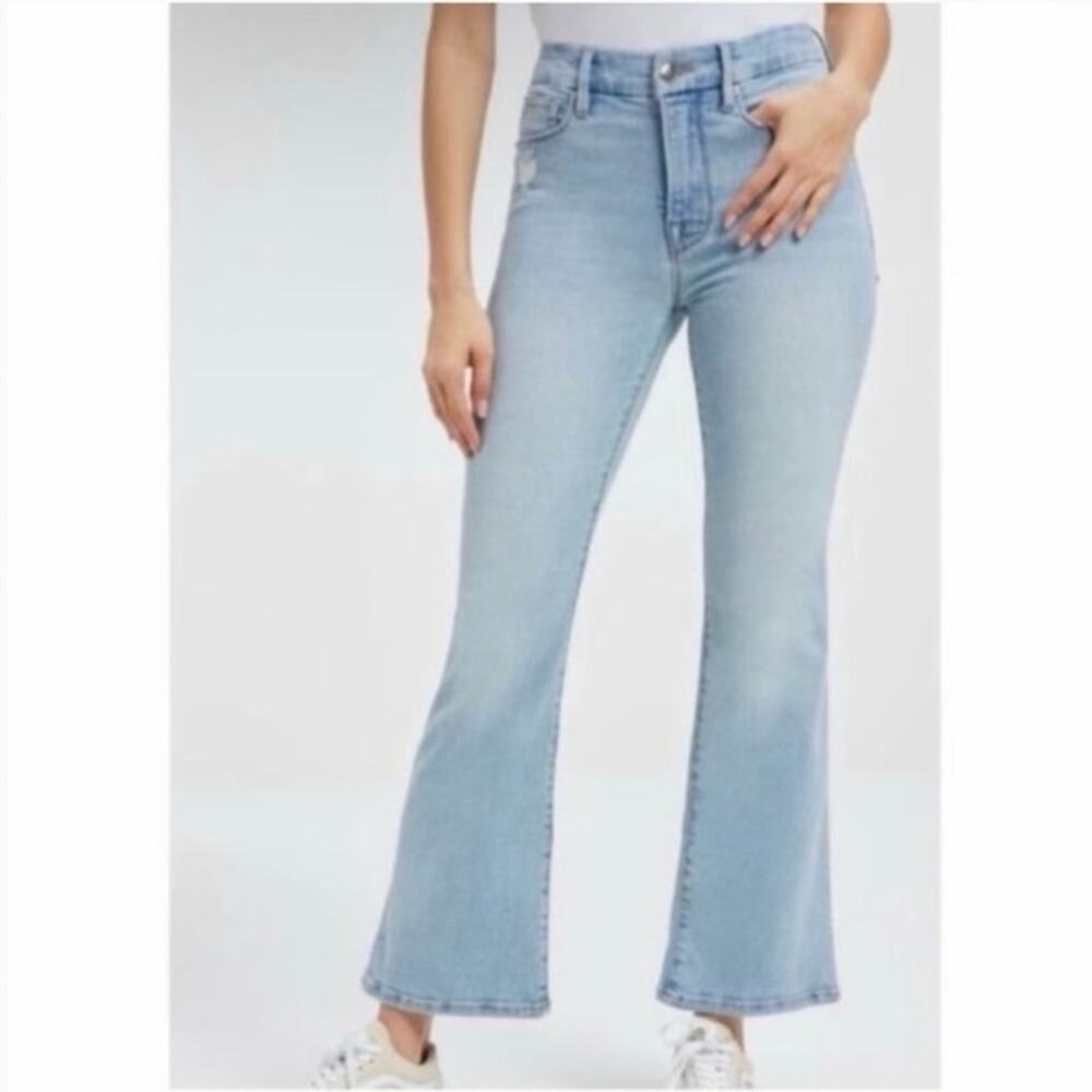 Good American Good Legs Boot Cut Light Wash High Rise Denim Blue Jeans Size 27